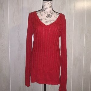 💜Zenana red cable knit tunic sweater